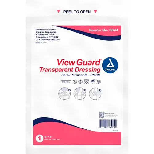 Dynarex View Guard® Sterile Transparent Dressings, 6"L x 8"W, 80 Pcs