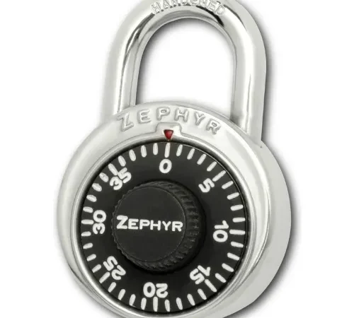 Zephyr 1902 Combination Padlock 13/16" Shackle No Control Key Access - Black Dial - Pkg Qty 10