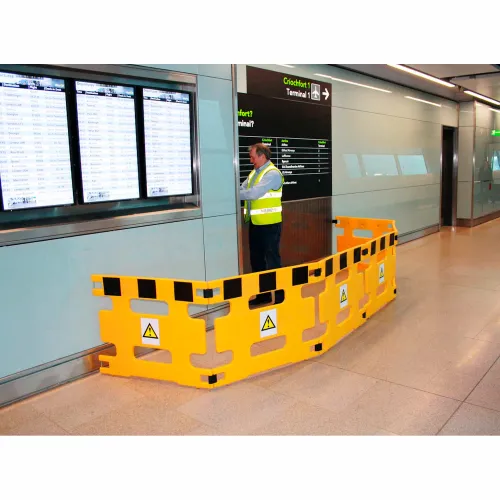Plastic Folding Barrier, 3 Panels, 111"L x 36"H, Yellow - Image 3