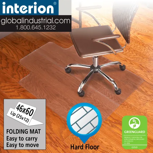 Interion® Office Chair Mat for Hard Floor - 46"W x 60"L with 25" x 12" Lip - Straight Edge - Image 5