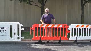 Plasticade 2007-O Easy Set Up Plastic, Walled Crowd Control Barricade W/ Steel Legs & Feet, Orange - Image 4