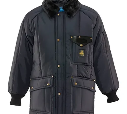 Navy puffer winter coat with fur collar