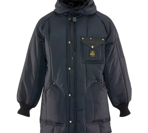 Navy hooded winter parka with chest pocket
