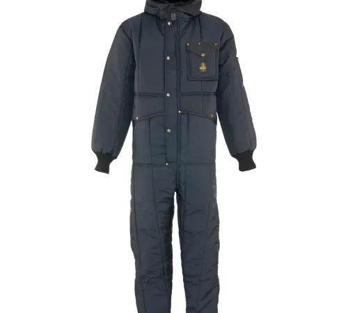 Navy insulated hooded one-piece snowsuit