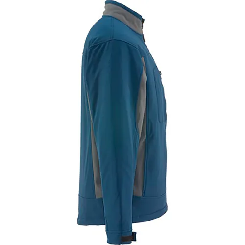 Side view blue jacket with gray panels