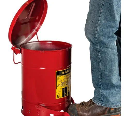 Justrite 6 Gallon Oily Waste Can, Red - 09100