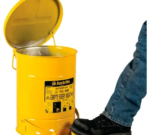 Justrite 6 Gallon Oily Waste Can, Yellow - 09101