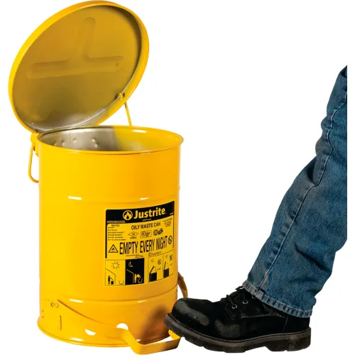Justrite 6 Gallon Oily Waste Can, Yellow - 09101
