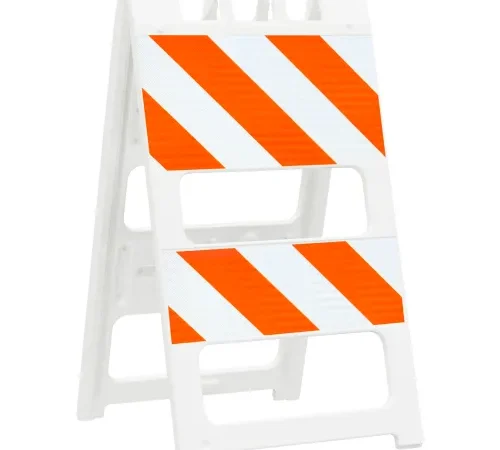 Plasticade 100-WT12B8HI-P All Plastic Maintenance Free Type II Traffic Barricade, White, Foldable
