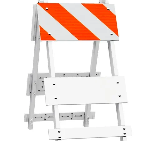 Plasticade 101-T12-HI-P All Plastic Maintenance Free Type I Traffic Barricade, White, Foldable