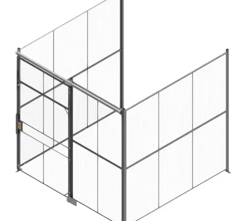 840 Style, Woven Wire, 3 Sided Cage w/5' Sliding Door, No Ceiling 10' 6" x 10' 4" x 10' 5-1/4"H