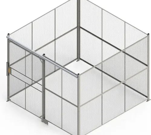840 Style, Woven Wire, 4 Sided Cage w/5' Sliding Door, No Ceiling 10' 4" x 10' 4" x 10' 5-1/4"H