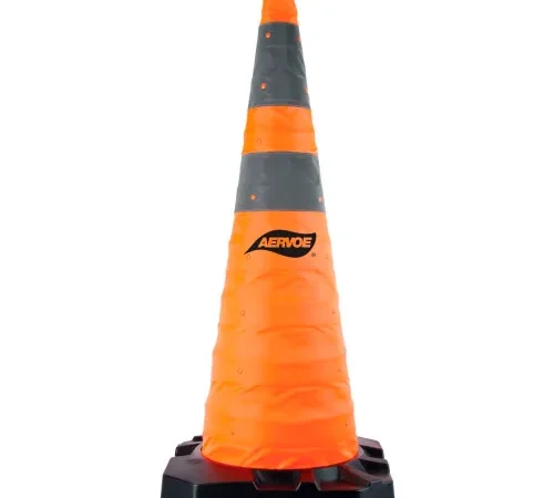 Aervoe 36" HD Collapsible Safety Cone With LED Light, Weighted Base, 1187, Pack Of 6