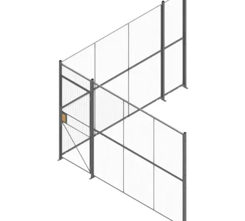 840 Style, Woven Wire, 2 Sided Cage w/3' Hinged Door, No Ceiling 12' 6" x 12' 6" x 8' 5-1/4"H