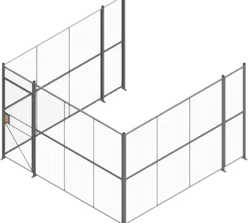 840 Style, Woven Wire, 3 Sided Cage w/3' Hinged Door, No Ceiling 12' 6" x 12' 6" x 8' 5-1/4"H