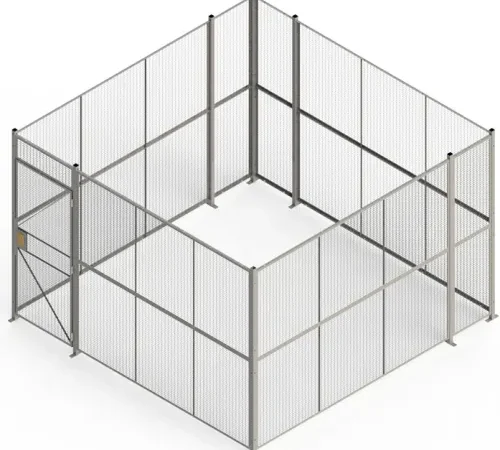 840 Style, Woven Wire, 4 Sided Cage w/3' Hinged Door, No Ceiling 12' 6" x 12' 6" x 8' 5-1/4"H
