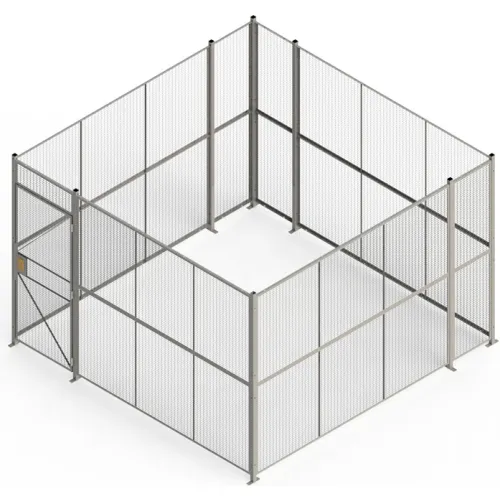 RapidWire" Welded Wire, 4 Sided Cage w/3' Hinged Door, No Ceiling 12' 6" x 12' 6" x 8' 5-1/4"H