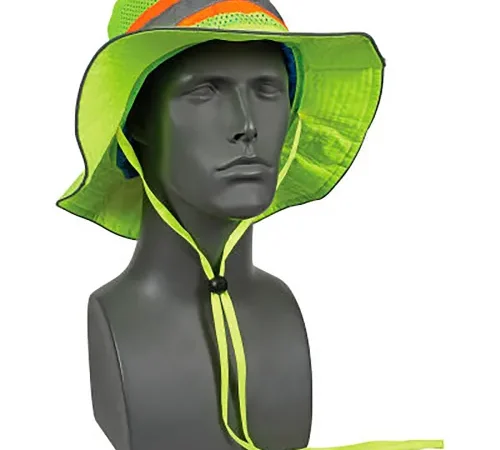Ergodyne Chill-Its® Evap. Class Headwear Hi-Vis Ranger Hat w/ Built-In Cooling Towel, Lime, S/M
