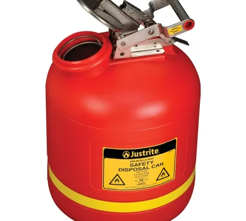 Justrite 14765 5 Gallon Safety Can, For Liquid Disposal, Polyethylene, Red
