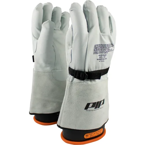 PIP Top Grain Goatskin Leather & Nylon Protector For Novax® Gloves, Orange & White, Size 11