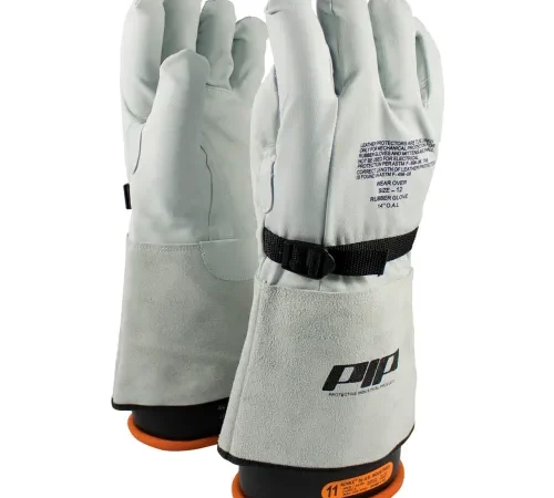 PIP Top Grain Goatskin Leather & Nylon Protector For Novax® Gloves, Orange & White, Size 8