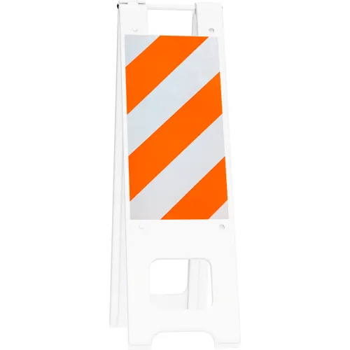 Plasticade Narrowcade Barricade Sign Stand 45"H With 2 Panel 2 Sheetings, White