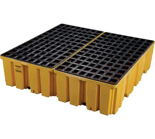 Eagle 1640 4 Drum Spill Containment Pallet - Yellow with Drain
