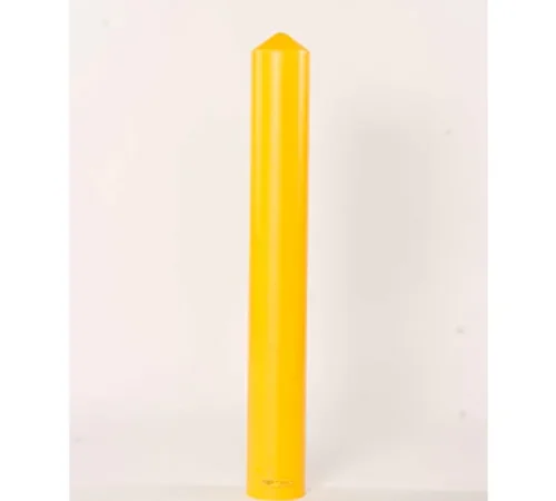 Tall yellow bollard with pointed top