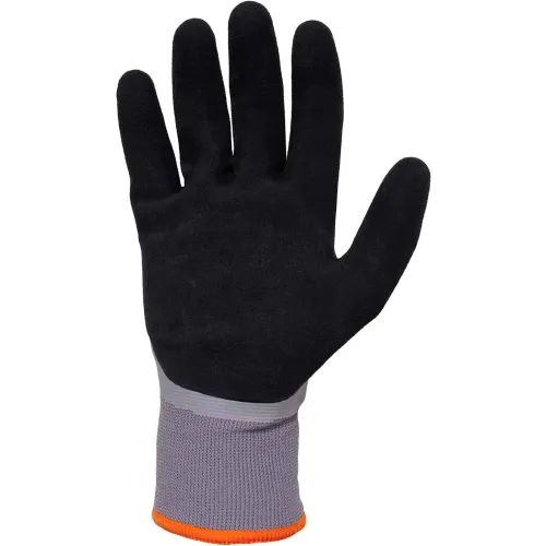 Black coated work glove with gray cuff