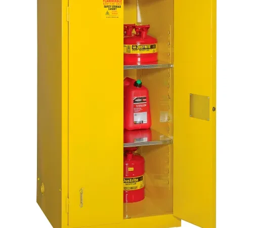 Global Industrial" Flammable Cabinet, Self Close Double Door, 60 Gallon, 34"Wx34"Dx65"H