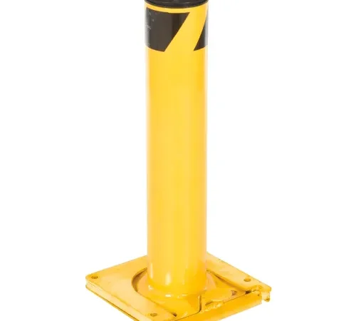 Yellow fold-down parking bollard
