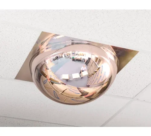 Full Dome Acrylic Drop-In Mirror, Indoor, 23" Dia. W/2'x2' Panel, 360? Viewing Angle