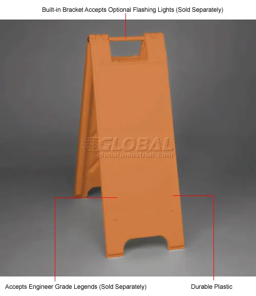 Plasticade Minicade Barricade Sign Stand w/ 2 Panels & No Sheeting, 13"W x 36"H, Orange - Pkg Qty 2 - Image 2