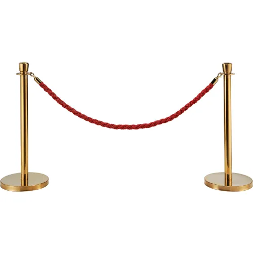 Gold stanchions with red velvet rope