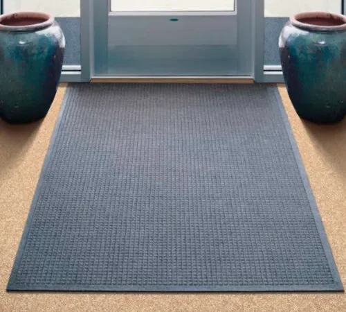 WaterHog® Squares Entrance Mat Fashion Border 3/8" Thick 4' x 8' Gray