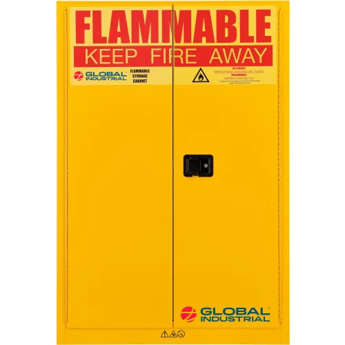 Global Industrial" Flammable Cabinet, Manual Close Double Door, 45 Gallon, 43"Wx18"Dx65"H - Image 3