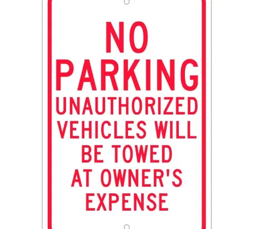 Aluminum Sign - No Parking Unauthorized Vehicles - .063" Thick, TM12H
