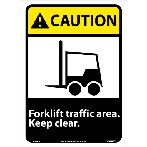 Graphic Signs - Caution Forklift Traffic Area - Vinyl 10"W X 14"H