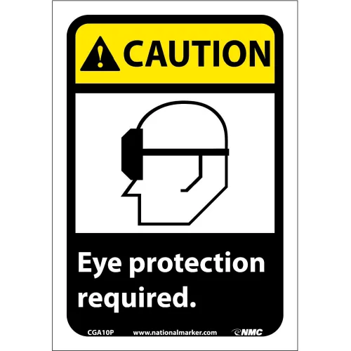 Graphic Signs - Caution Eye Protection Required - Vinyl 7"W X 10"H