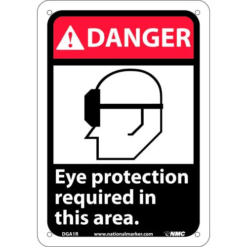 Graphic Signs - Danger Eye Protection Required - Plastic 7"W X 10"H