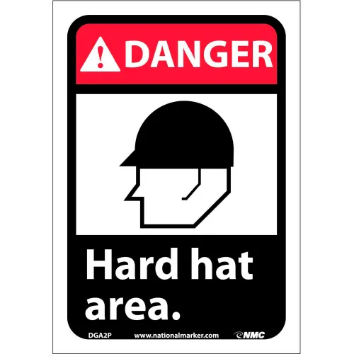 Graphic Signs - Danger Hard Hat Area - Vinyl 7"W X 10"H