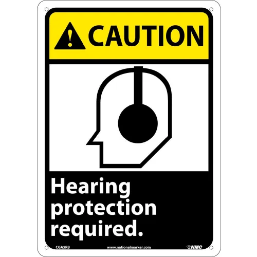 Graphic Signs - Caution Hearing Protection - Plastic 10"W X 14"H