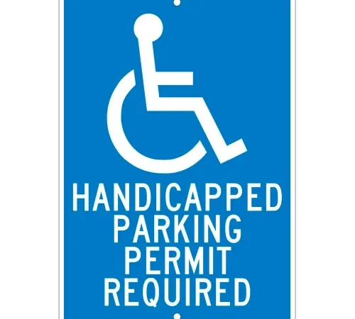 Aluminum Sign - Handicapped Parking Permit - .063" Thick, TM84H