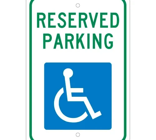 Aluminum Sign - Reserved Parking Handicapped Logo - .08" Thick, TM87J
