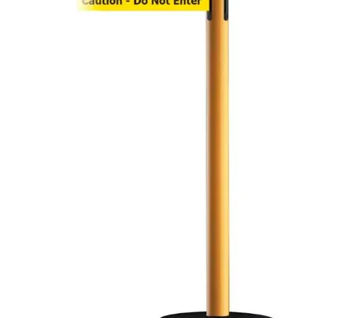 Yellow stanchion with "Do Not Enter" belt