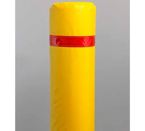 50" Soft Polyethylene Bollard Cover -  Yellow Cover/Red Tapes