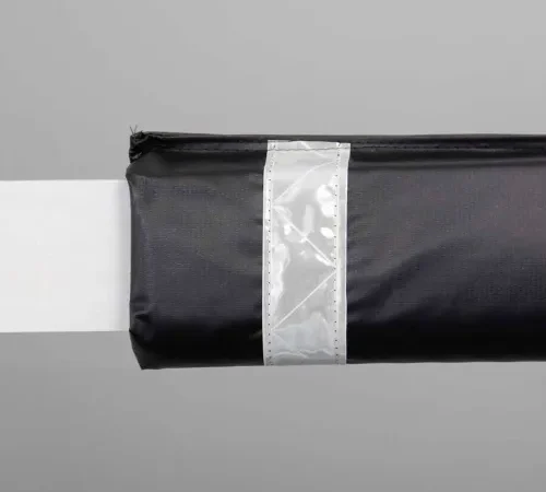 Black fabric pole cover with reflective strip
