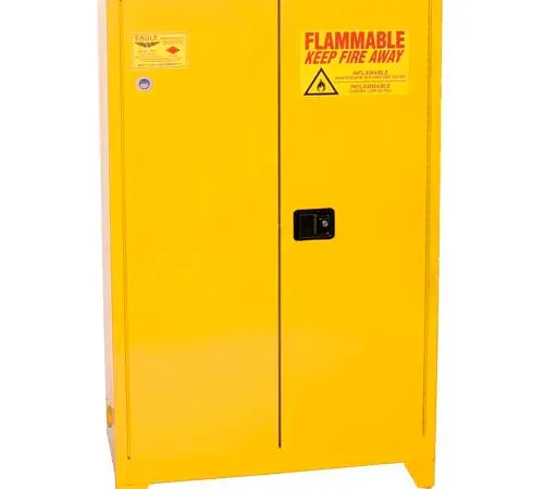 Yellow flammable safety storage cabinet