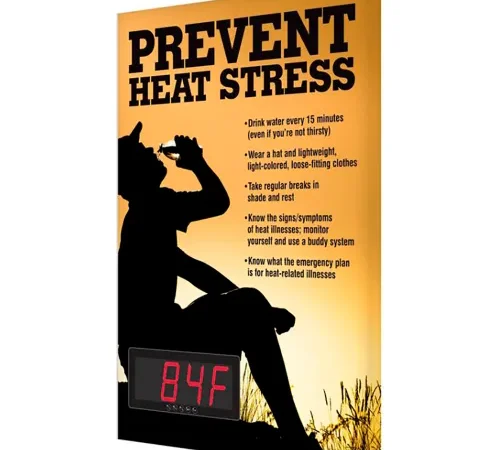 Accuform SCK700 Heat Stress Temperature Sign, PREVENT HEAT STRESS, 28"H x 20"W, Aluminum
