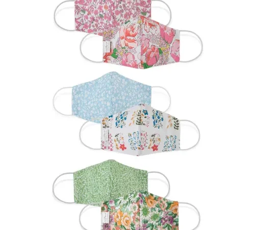 Six floral patterned reusable cloth face masks